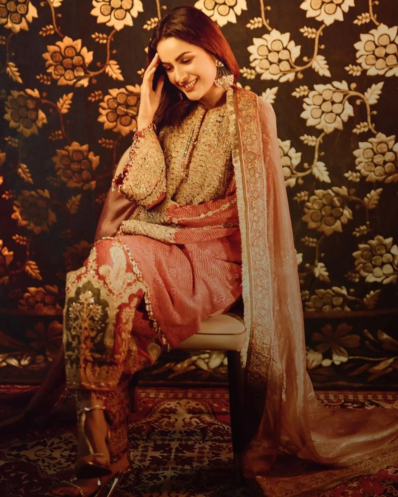 On the second day of Navratri, the colour red is worn Maa Brahmacharini is worshiped. Shehnaaz`s heavily embellished dress is the right festive wear. It is vibrant, trendy and exquisite