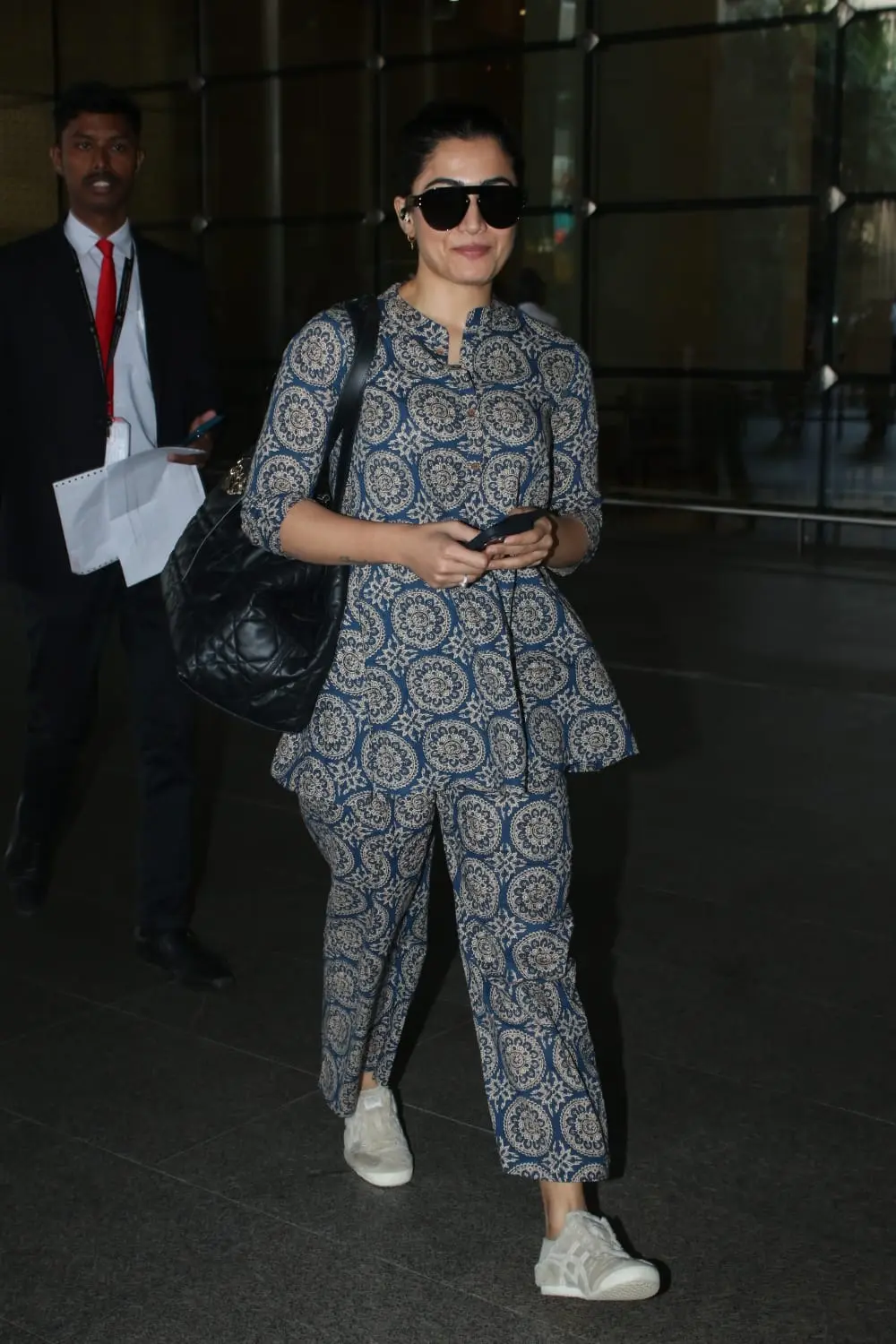 Rashmika Mandanna was snapped in a printed kurta at the airport