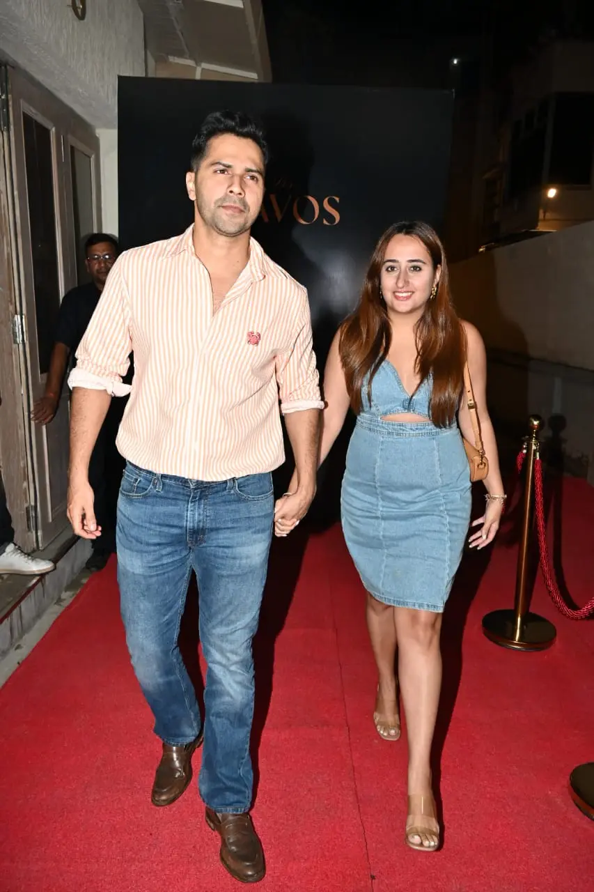 Varun Dhawan and Natasha Dalal walked hand-in-hand as they were clicked at Los Covos in Bandra
