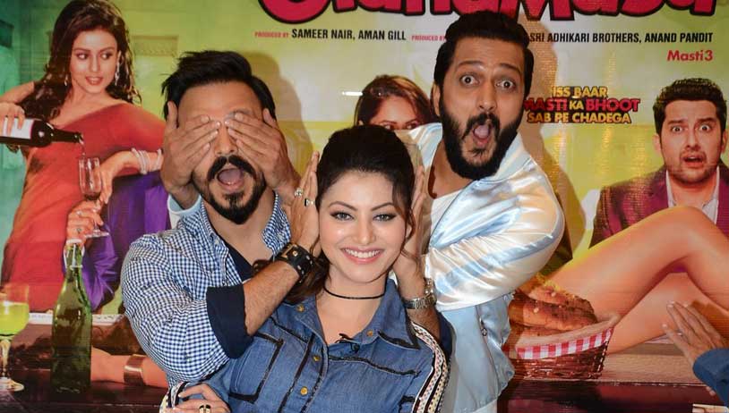 Great Grand Masti: Riteish, Vivek and Urvashi hold media interactions