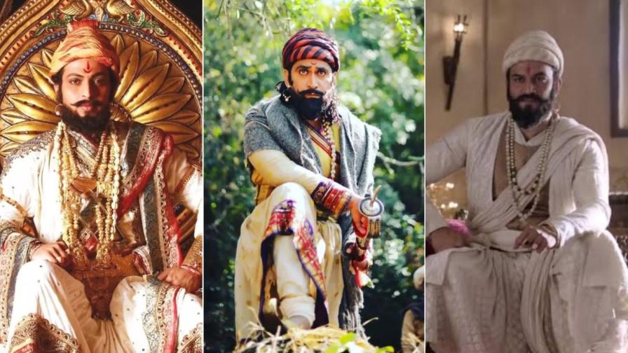 Amol Kolhe, Chinmay Mandlekar, and Sharad Kelkar as Shivaji Maharaj Amol Kolhe, Chinmay Mandlekar, and Sharad Kelkar as Shivaji Maharaj