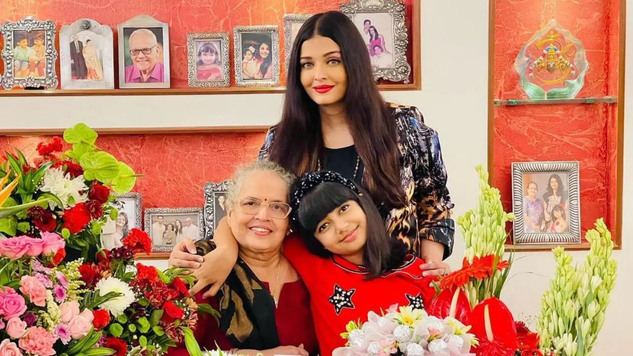 Women Power: Aishwarya Rai Bachchan posing with the two pillars of her life- her mother Vrinda Rai and her daughter Aradhya Bachchan