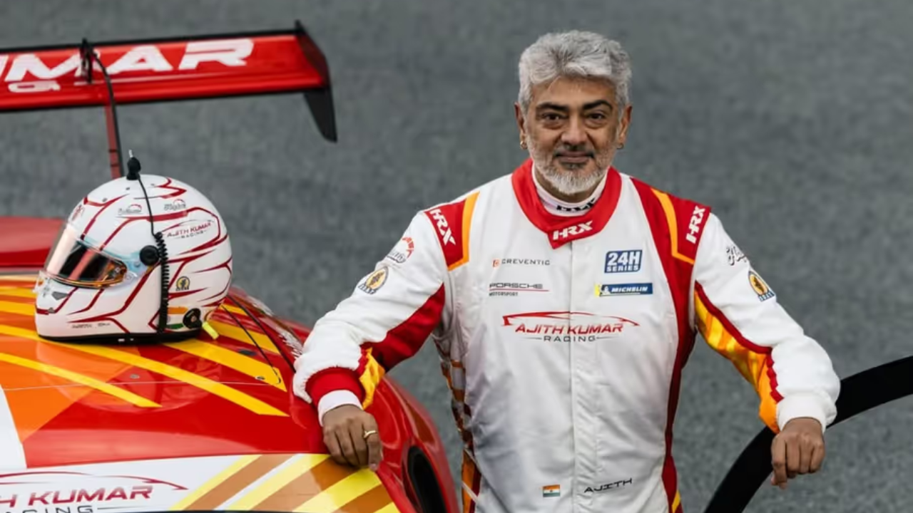 Ajith Kumar Wins Big At a Dubai Car Racing Event; Waves Indian Flag After Win