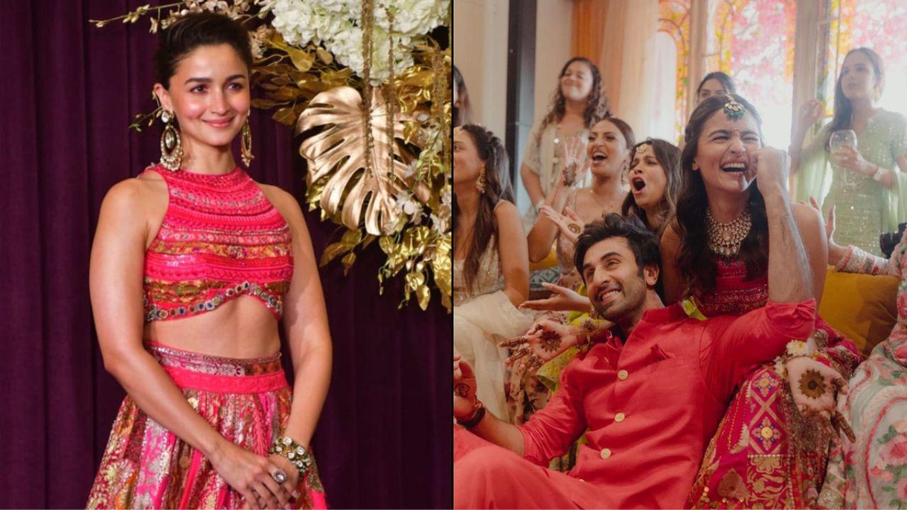 Alia Bhatt Re-wears Her Mehendi Lehenga At Manish Malhotra’s Diwali Party