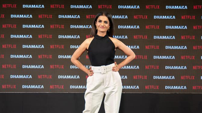 Dhamaka Trailer Launch Event: Kartik Aaryan, Mrunal Thakur, Amruta Subhash spotted