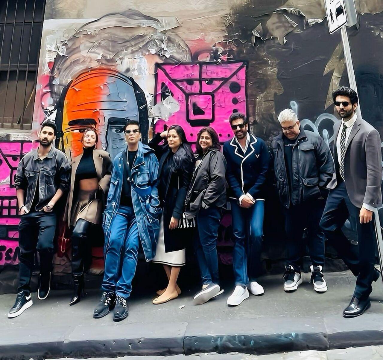 Bollywood fraternity poses together on the streets of Melbourne giving us a Hum Saath Saath Hain moment