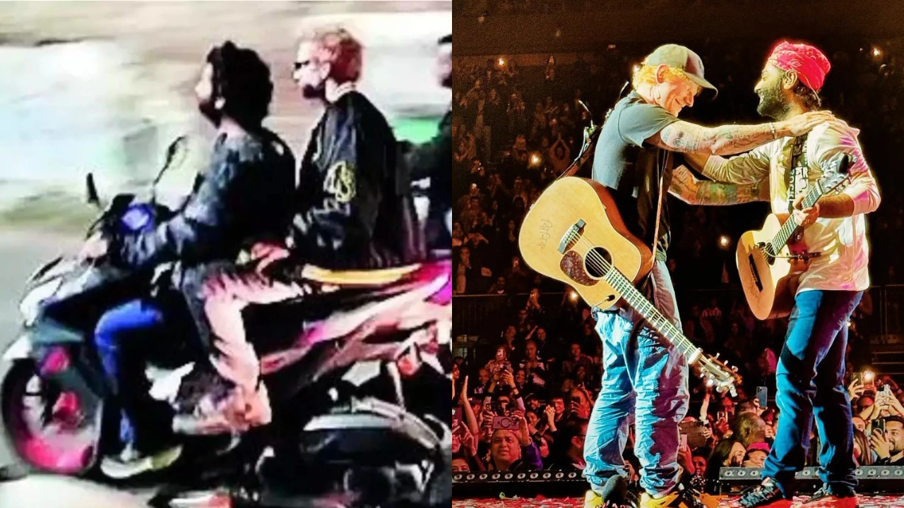 British Pop Star Ed Sheeran Rides on a Bike With Arijit Singh in West Bengal