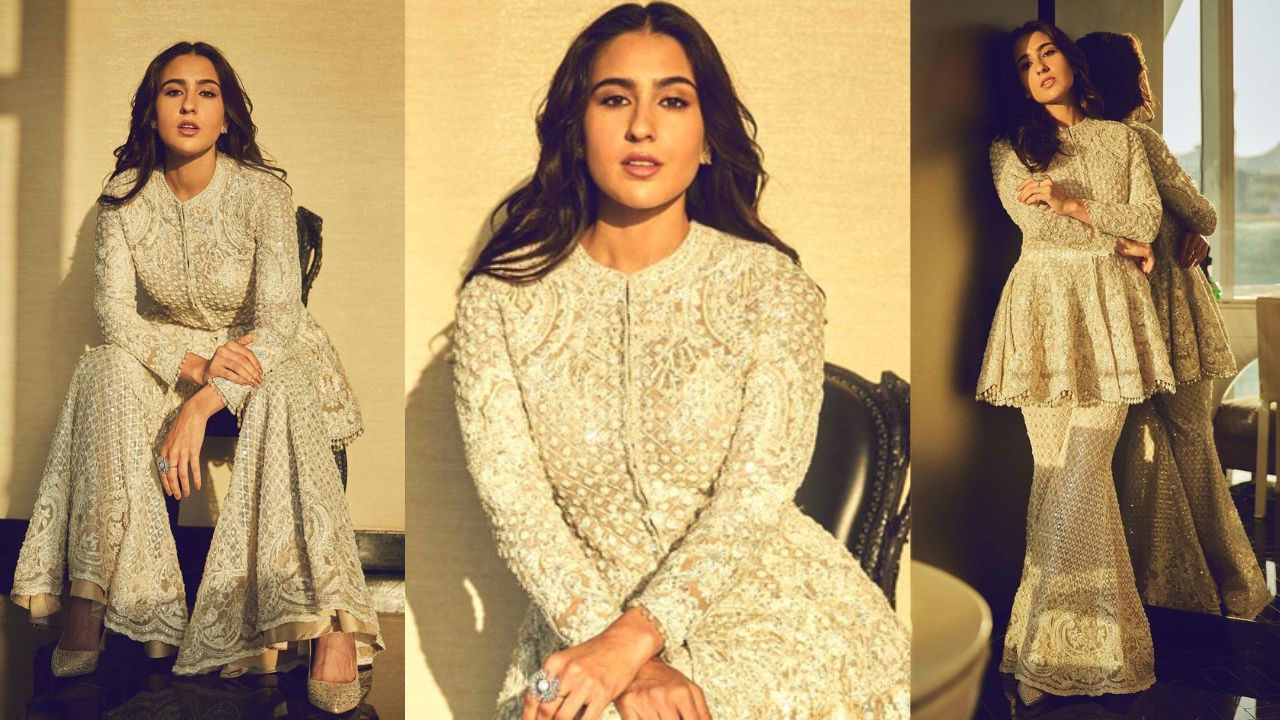 White gharara with heavy work