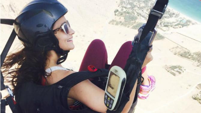 Not leaving even the skies behind, here is a picture from her vacation within the clouds. 