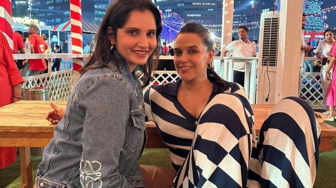 Neha Dhupia with Sania Mirza