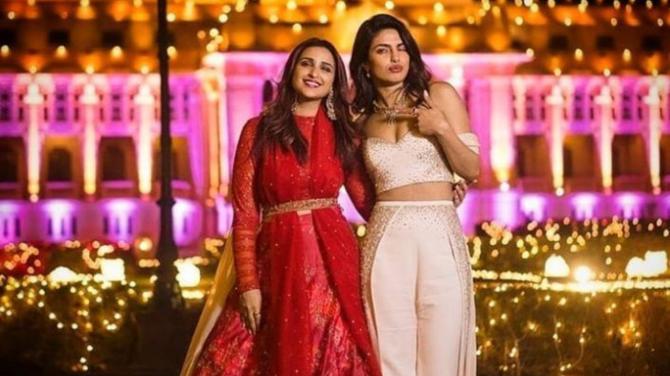 The Chopra sisters giving festive vibes.