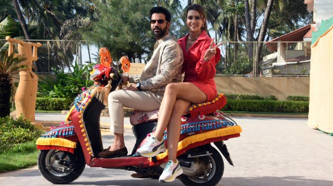 Kriti Sanon and Rajkummar Rao snapped during the promotions of Kamli from Hum Do Hamare Do