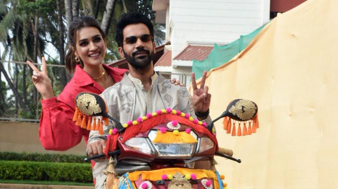 Kriti Sanon and Rajkummar Rao snapped during the promotions of Kamli from Hum Do Hamare Do
