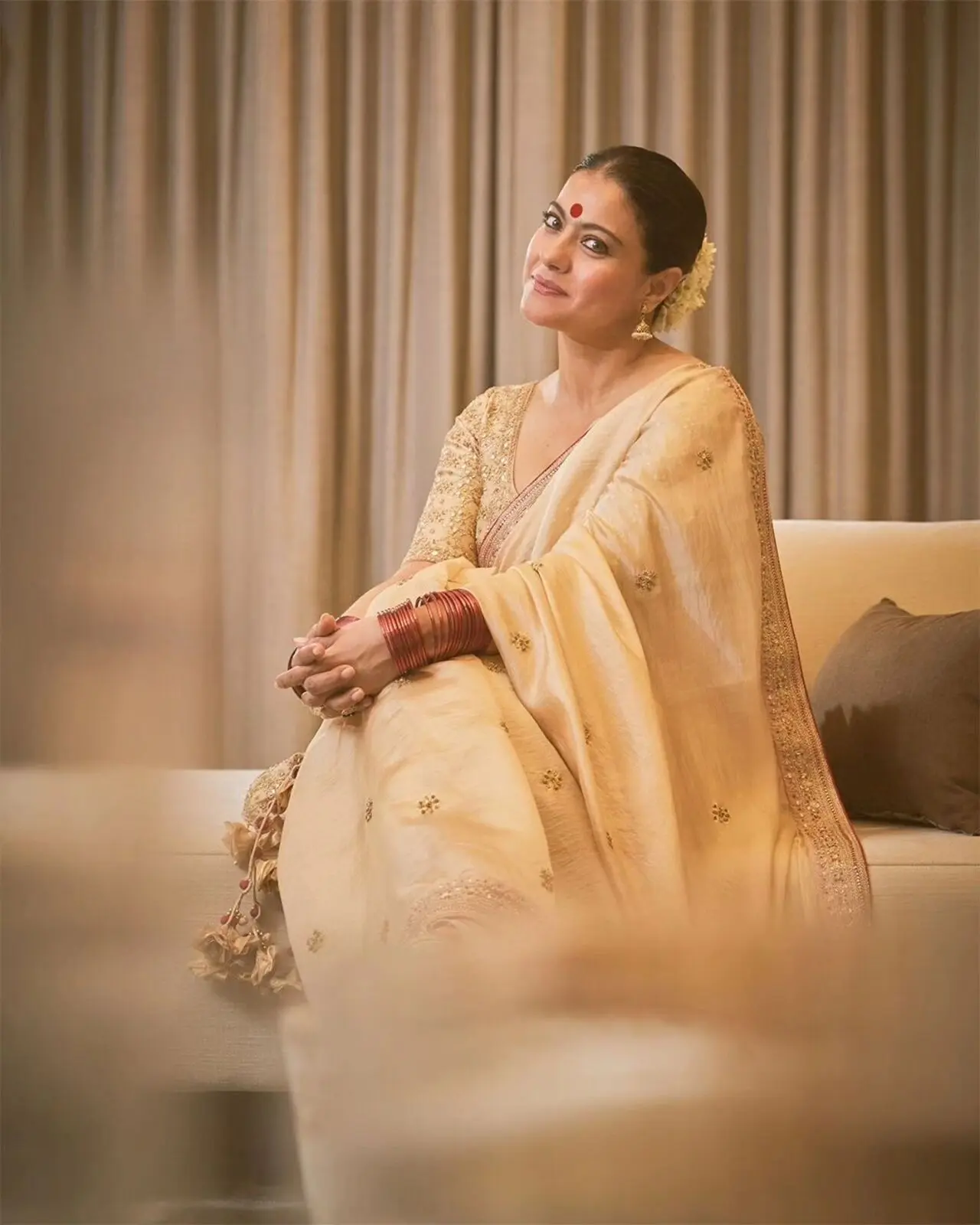 Actress Kajol has been a regular at the North Bombay Sarbojanin Durga Puja pandal in Juhu for years. The actress has been spotted at the pandal everyday for Durga Puja
