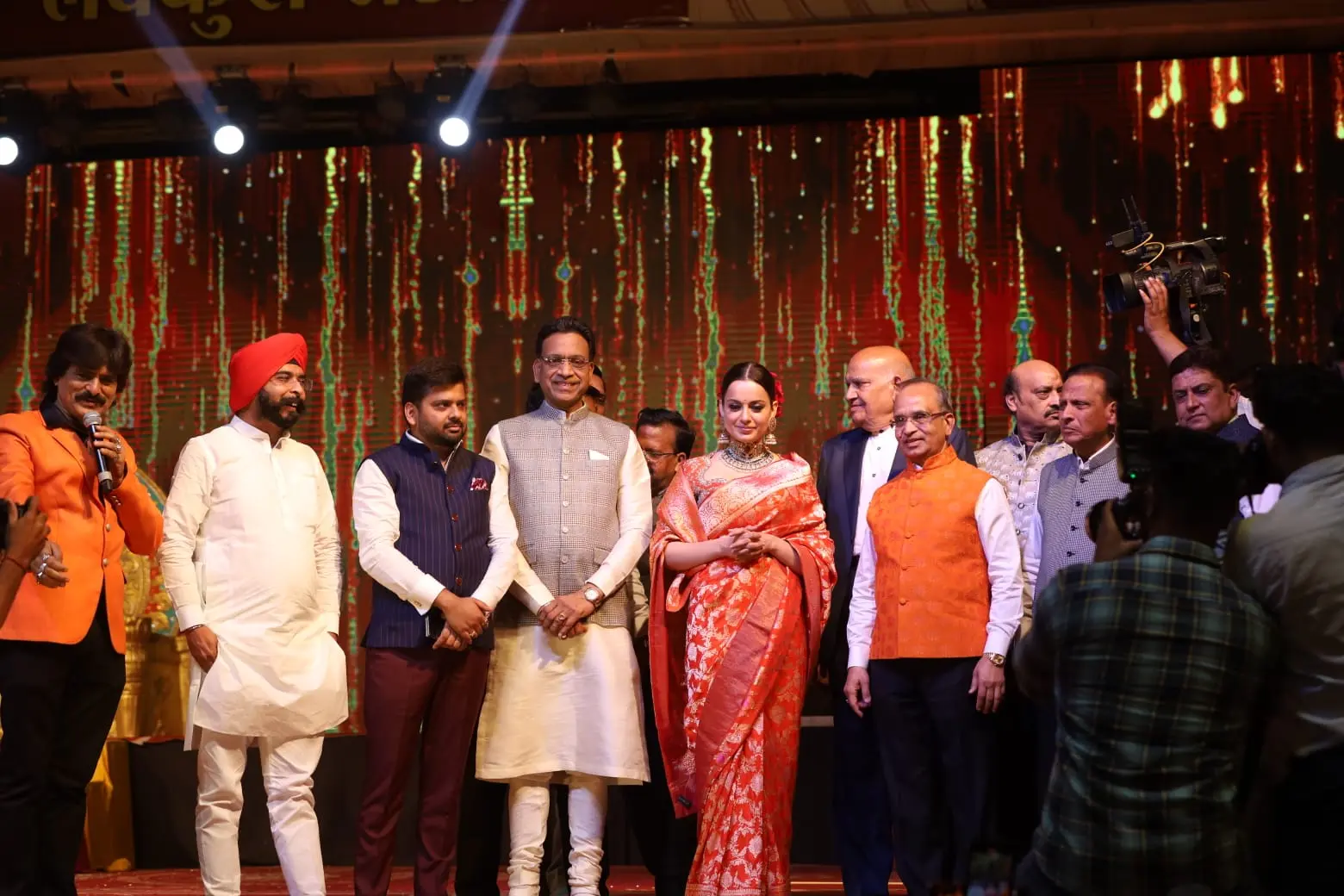 The actress was a sport about it and chanted `Jai Shree Ram` while another member from the committee helped her take the shot