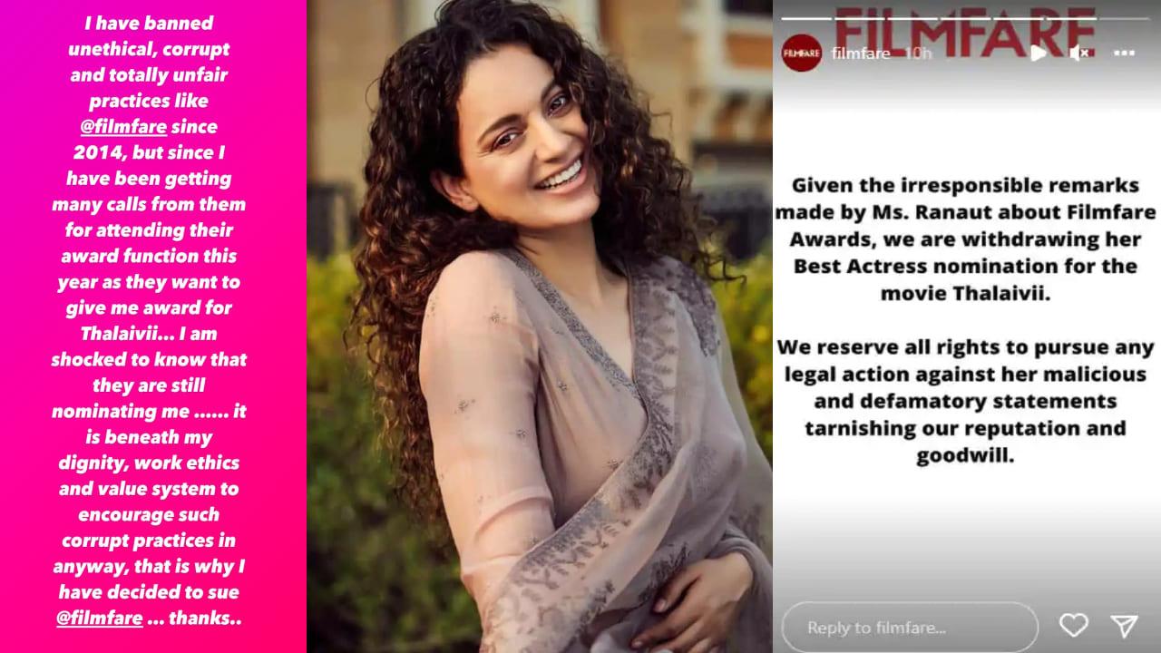 Filmfare Awards Withdraws Kangana Ranaut And Her Nominations After She Sues Them