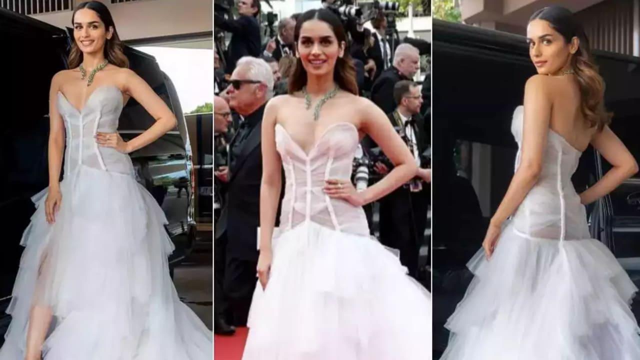 Manushi Chillar`s Fovari White Gown Is Giving Princess Feels As She Makes Her Cannes 2023 Debut