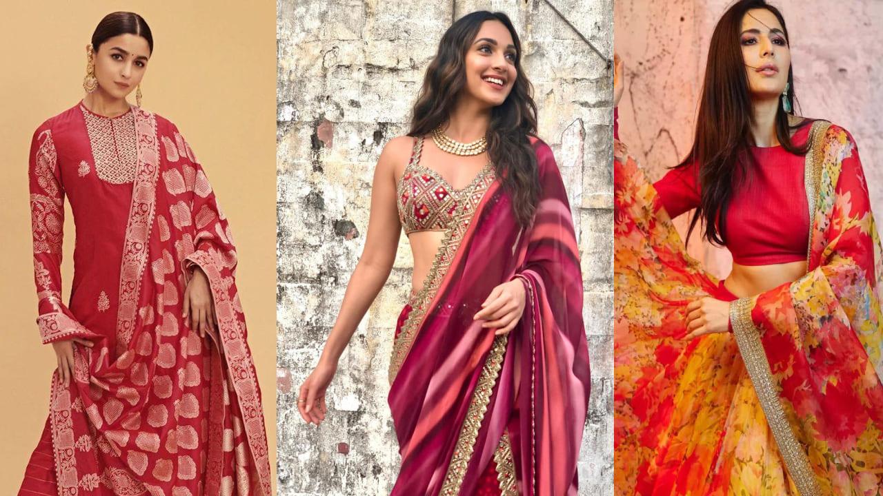 Navratri 2025 Day 2: Kiara To Katrina, Bollywood Inspired Red Festive Looks