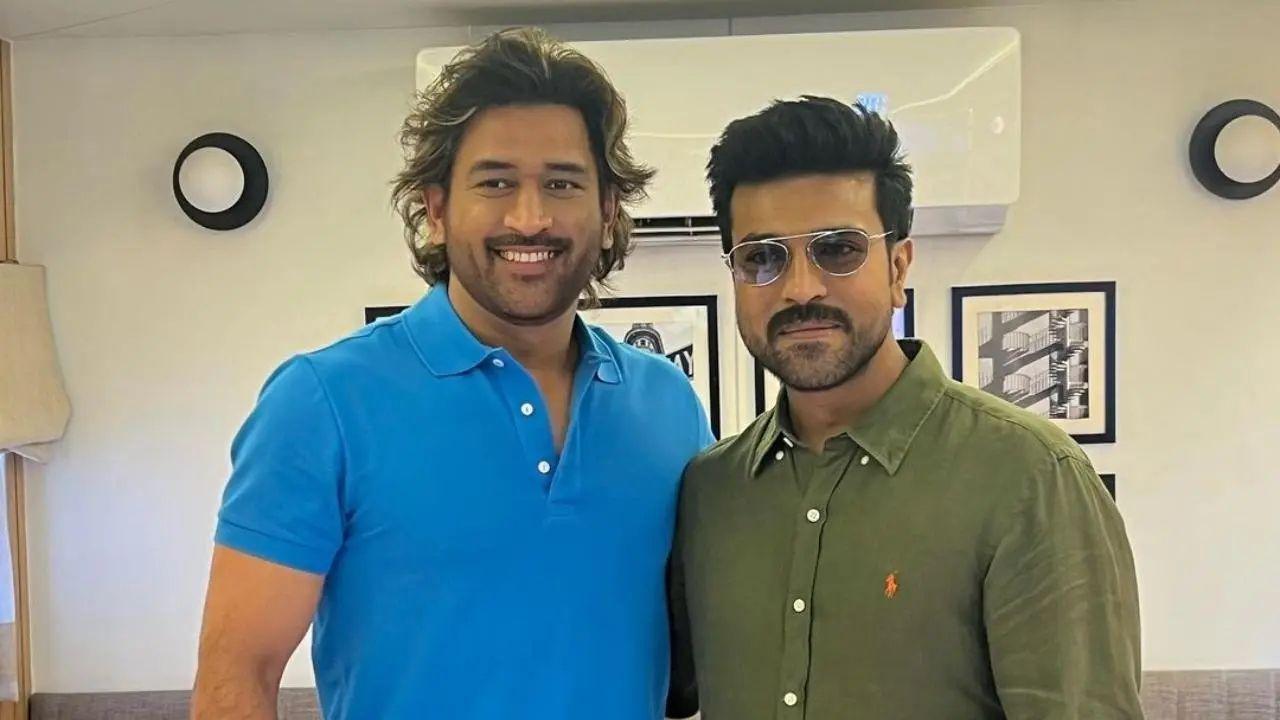 Fans Go Crazy as MS Dhoni and Ram Charan Meet