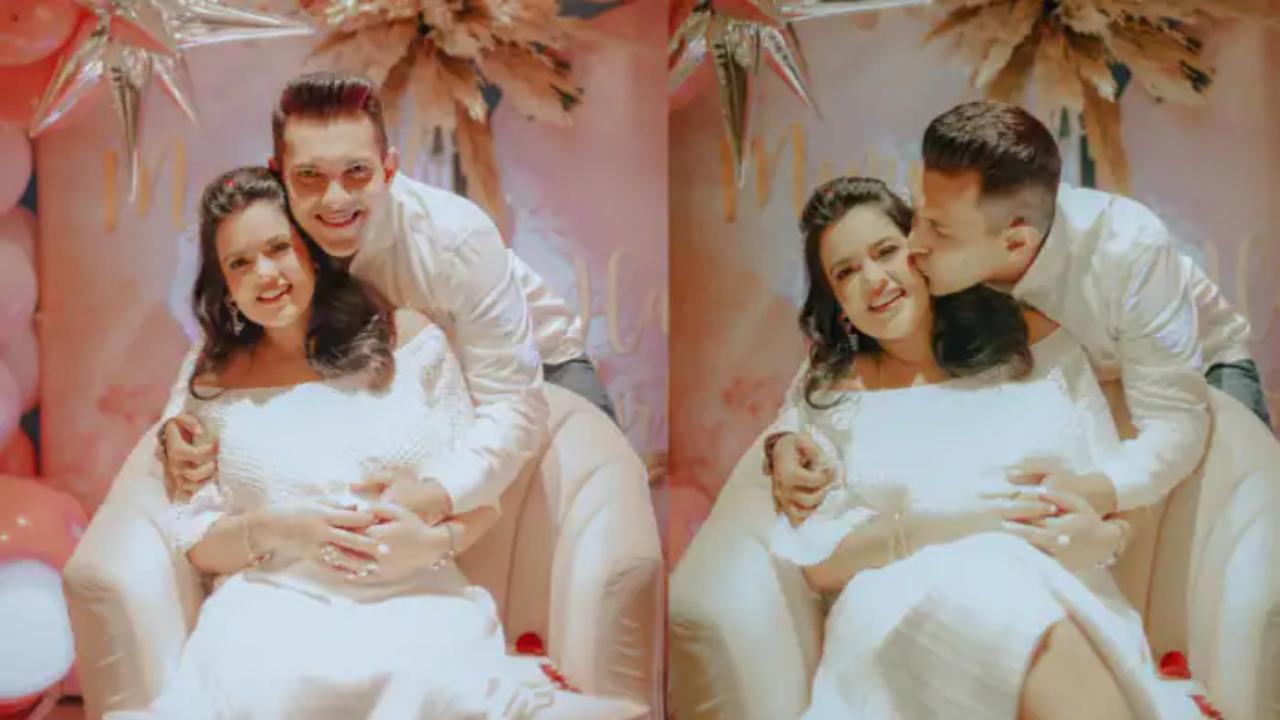 Shweta Agarwal looks like an angel in her baby shower pictures; Aditya Narayan is all hearts
