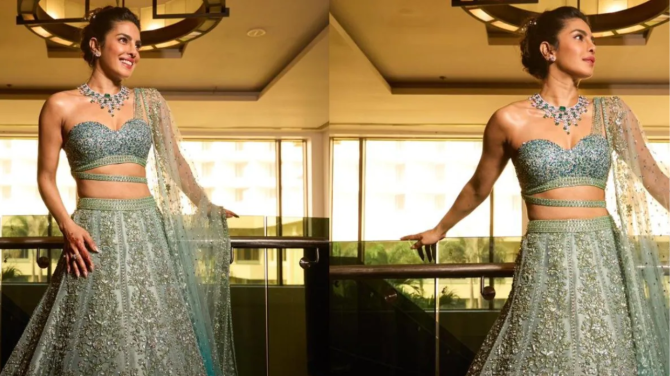 Turquoise Blue Manish Malhotra Lehenga