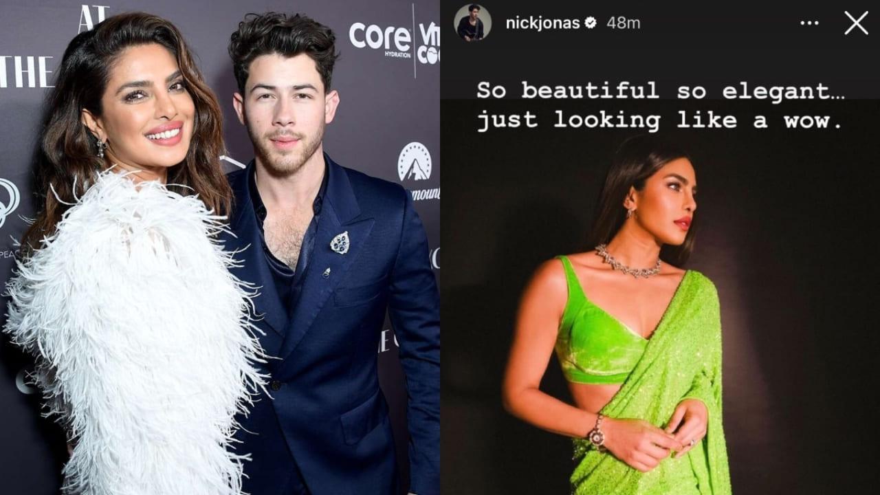 Nick Jonas Hops On The Viral Trend, Says Priyanka Chopra Is "Looking Like A Wow" In Green Saree