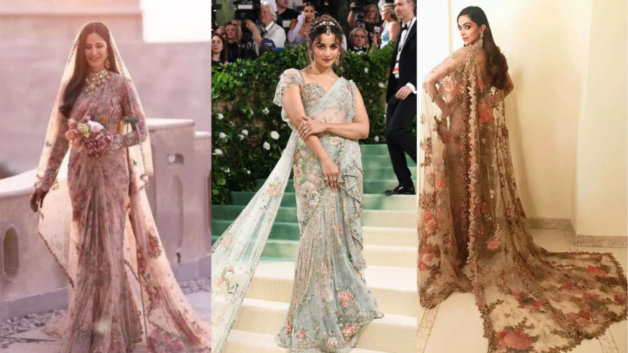 Bollywood Blossoms: Is Alia Bhatt`s Sabyasachi Met Gala 2024 saree look copied from Katrina & Deepika? Bollywood Blossoms: Is Alia Bhatt`s Sabyasachi Met Gala 2024 saree look copied from Katrina & Deepika?