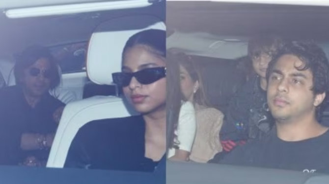 Shah Rukh Khan is seen with his family arriving in Jamnagar