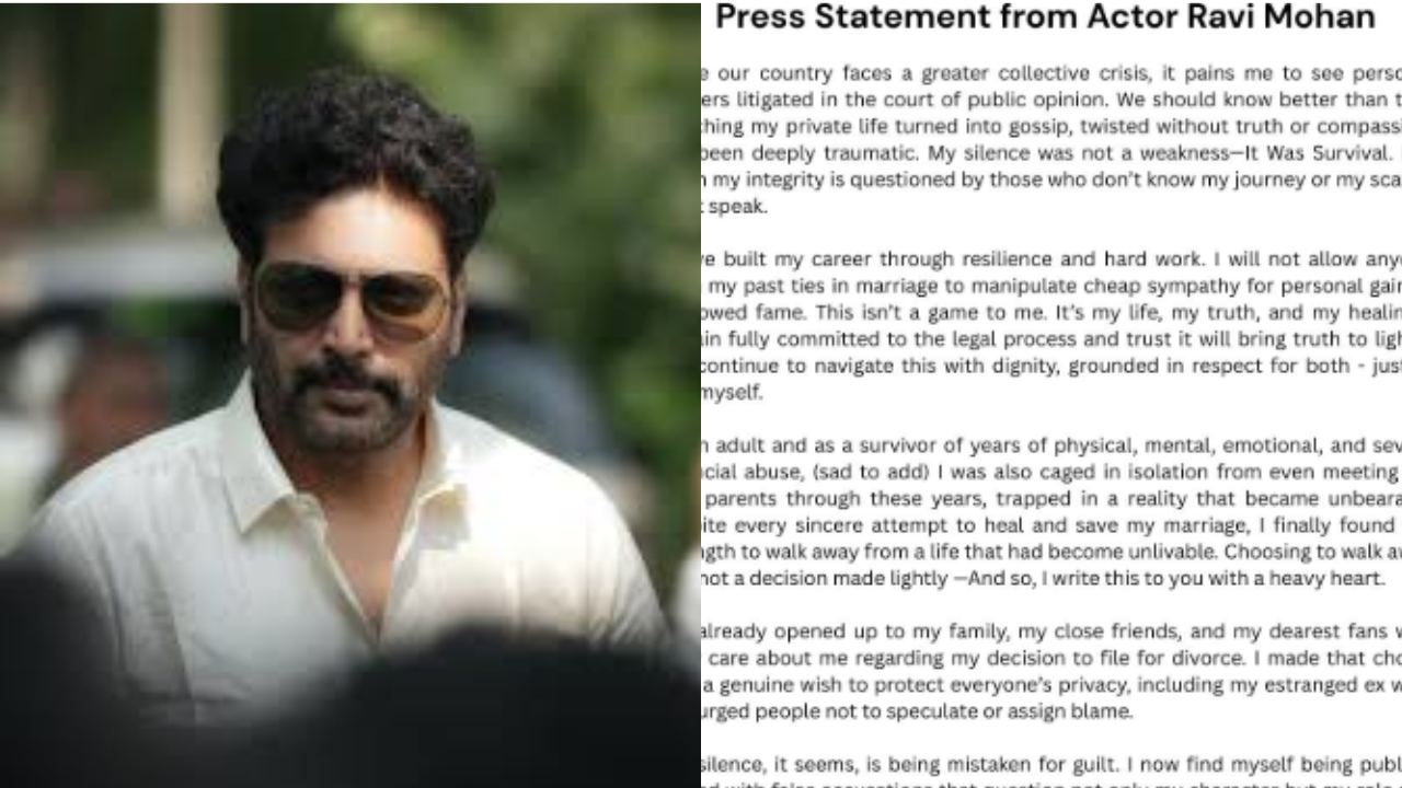 Ravi Mohan`s cryptic post ignites affair allegations on social media.