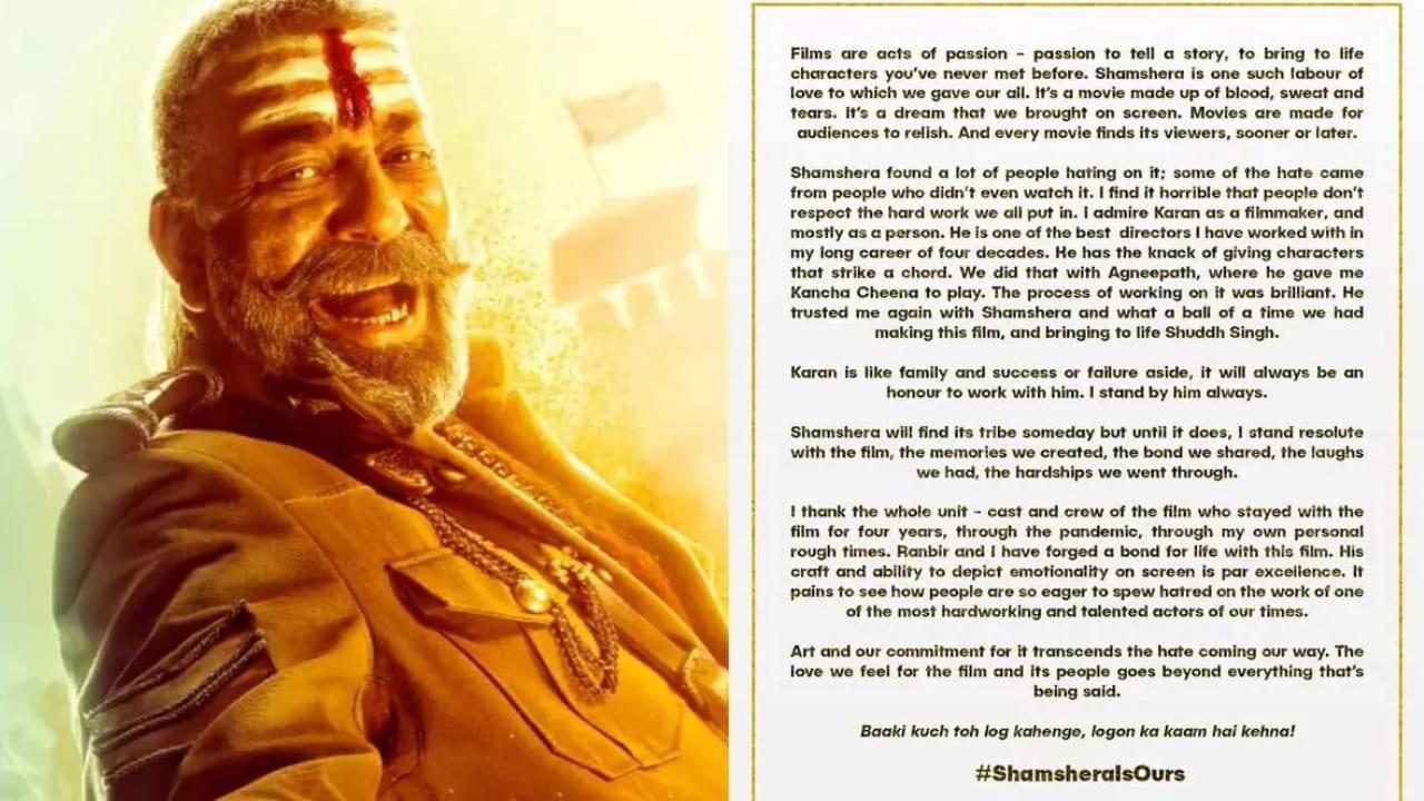 Sanjay Dutt Defends Shamshera As The Film Flops: Pens Down A Heartfelt Note