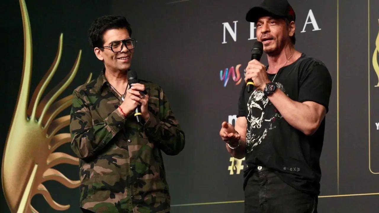 Shah Rukh Khan Playfully Roasts Karan Johar at IIFA Press Conference