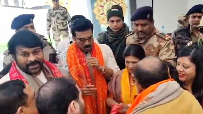 Chiranjeevi and Ramcharan attending Ram Mandir Consecration