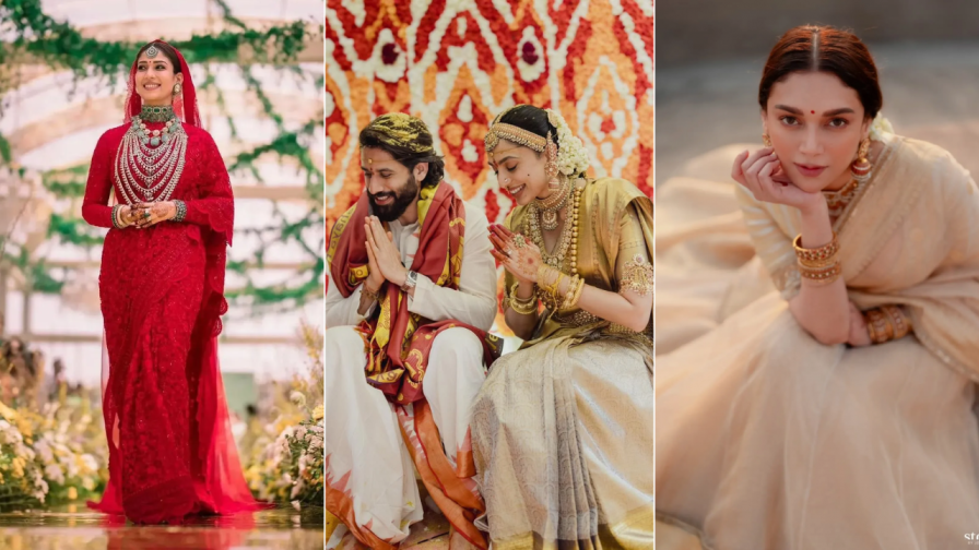Aditi Rao Hydari, Sobhita Dhulipala, and Nayanthara on their wedding day Aditi Rao Hydari, Sobhita Dhulipala, and Nayanthara on their wedding day