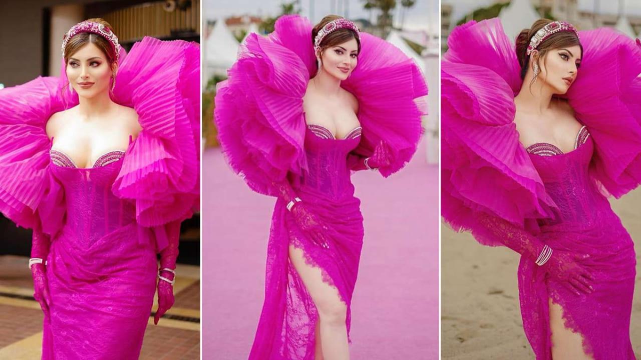 Cannes 2024: Urvashi Rautela Goes All Pink In A Plunging Gown, Fans Call Her `Queen of Cannes`
