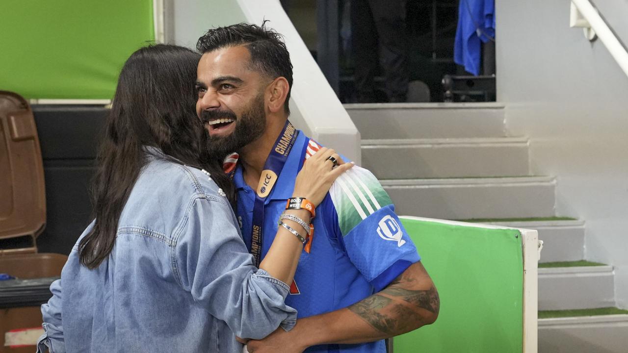 Virat Kohli Hugs Anushka Sharma After Receiving Champions Trophy Medal, Watch