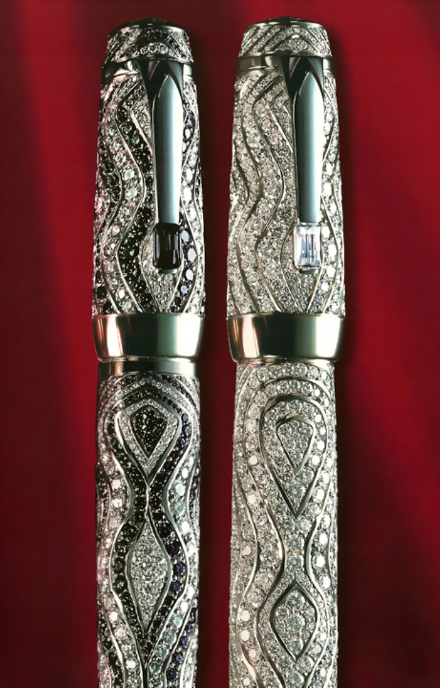 Set with 1,400 diamonds and a platinum-plated nib, this Montblanc isn’t for writing—it`s for flaunting power.