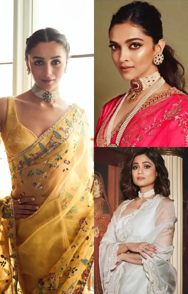 Actors add choker twist to ethnic wear