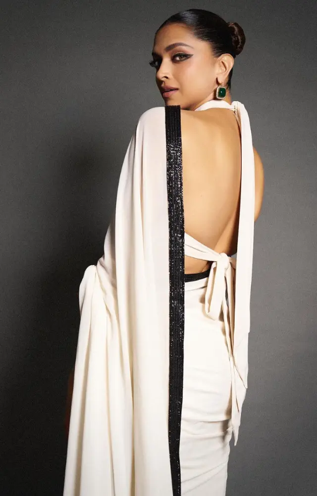 It looks like Deepika prefers to tie her hair in a stylish bun rather than letting it flow