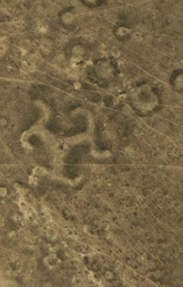 Scientists discovered over 50 geoglyphs in northern Kazakhstan, including a swastika shaped design and these ancient symbols, dating back 2,000 years.