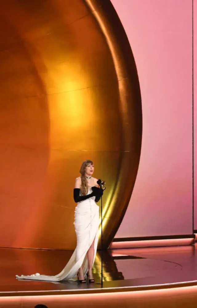 Taylor Swift accepts the Best Pop Vocal Album award for her song `Midnights`