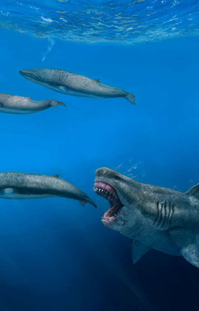A prehistoric shark estimated to grow up to 60 feet long—larger than most whales—this apex predator ruled the oceans for millions of years.
