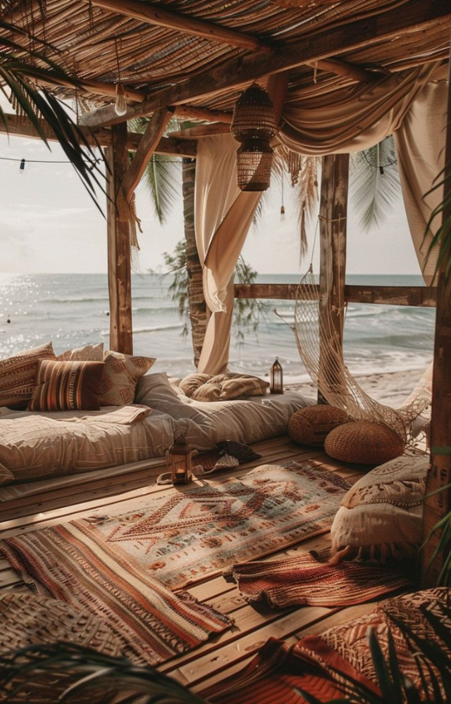 Use light fabrics, driftwood tones, and soft blue pillows. This beach-inspired nook brings waves of calm to any reading session.

