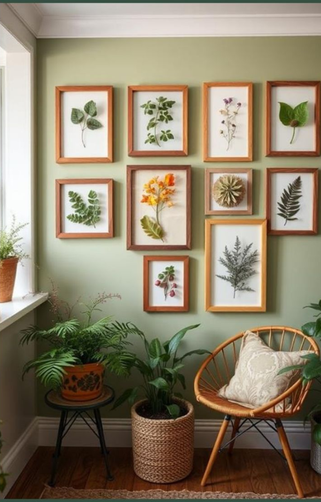 Collect fallen leaves, press them flat, and frame them for elegant, seasonal wall décor that brings a touch of nature indoors—no cost involved.
