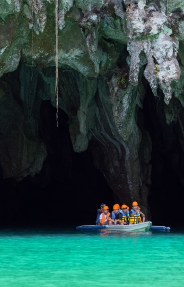 A UNESCO World Heritage Site, this 8.2 km underground river flows through limestone caves before reaching the sea.
