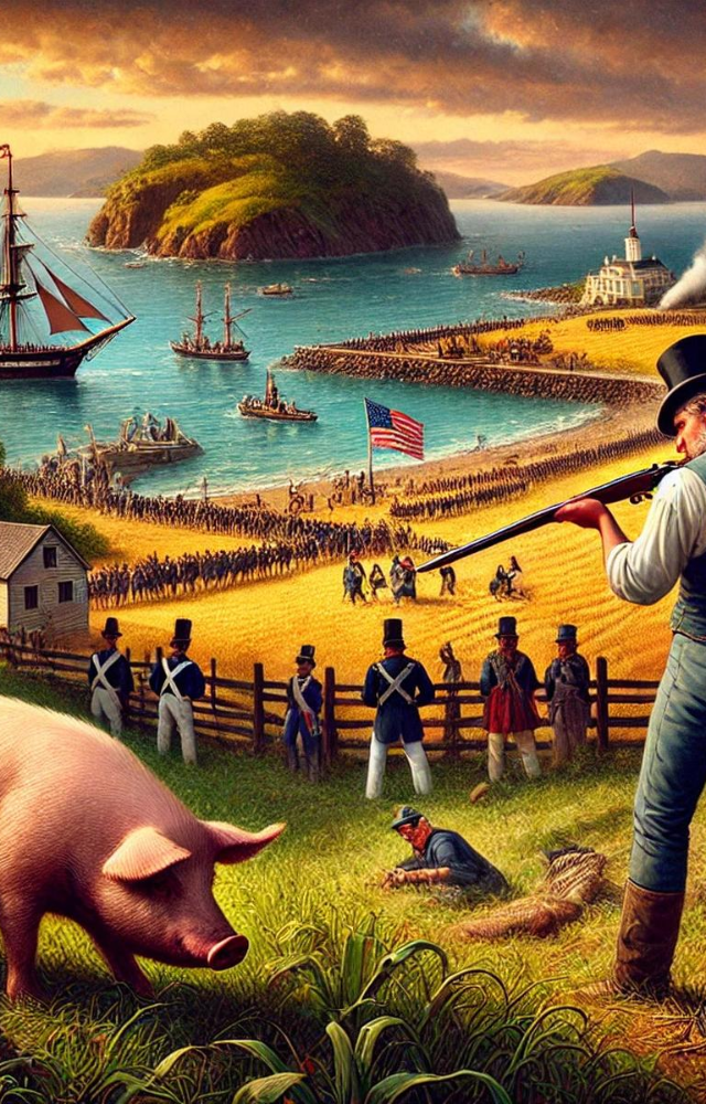A war almost broke out in 1859 after an American shot a British pig on disputed land. Both sides sent troops, but no shots were ever fired.
