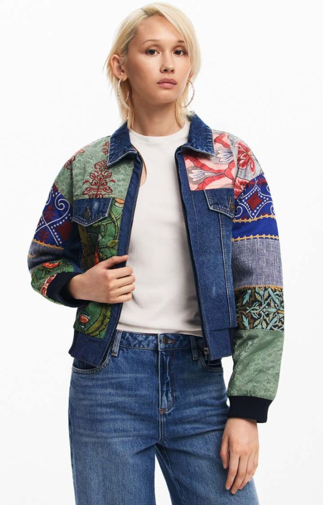 Combine old jeans into a color-blocked, structured jacket that mimics designer patchwork—with real street style edge.
