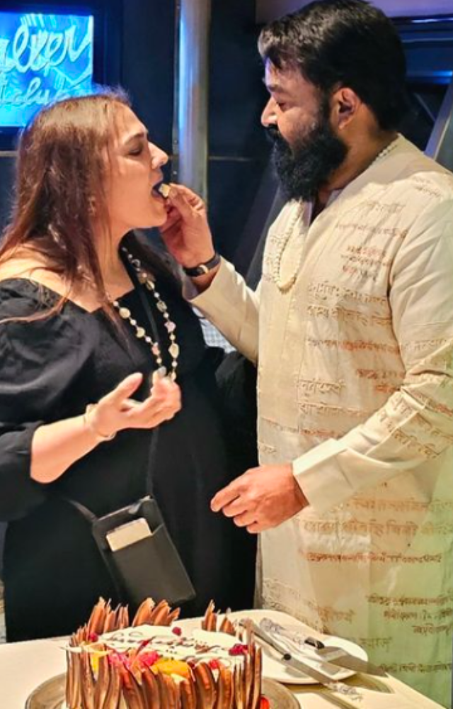 On Sunday evening, Mohanlal dropped two pictures from their celebration and the pictures are going viral on the internet. 