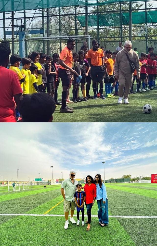 Ajith joins his son for a football 