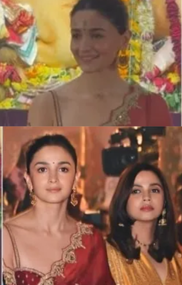 Alia visited the North Bombay Sarbojanin Durga Puja pandal on Friday, October 11, 2024, with her sister Shaheen.
