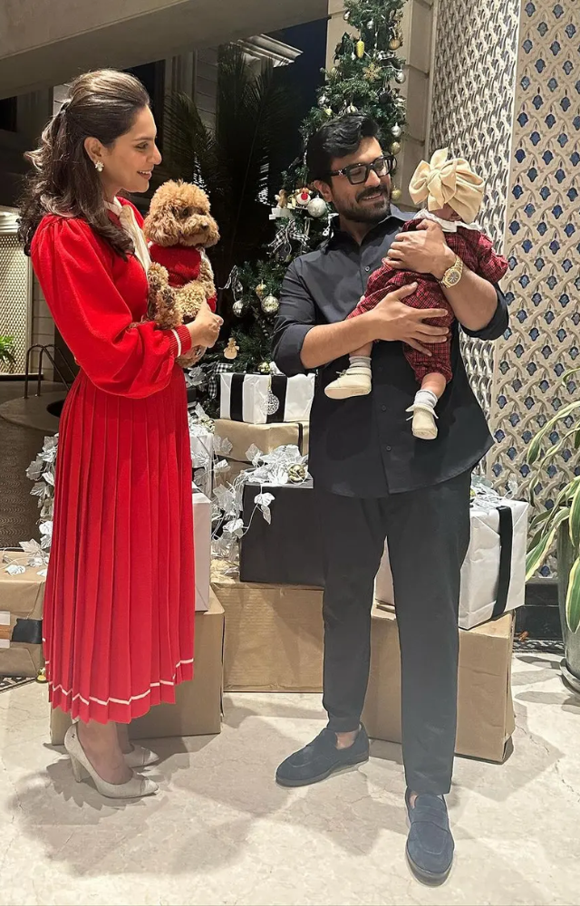 Ram Charan and his wife Upasana shared a glimpse of their joyous Christmas celebration on Instagram.